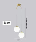 Double Glass Ball Pendant Light Fixture for Bedroom Ceiling Lighting