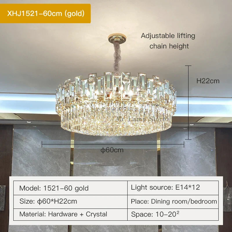 Crystal Chandelier: Modern Elegant Lighting for Living Room, Bedroom, Kitchen