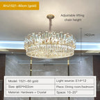 Crystal Chandelier: Modern Elegant Lighting for Living Room, Bedroom, Kitchen