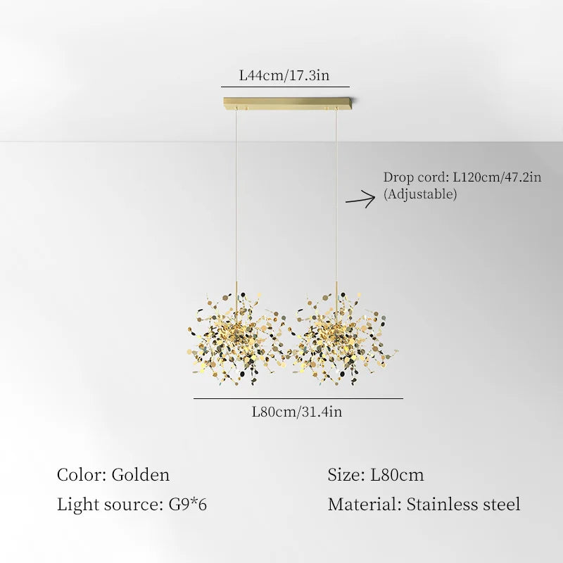 Stainless Steel Hanging Lamps for Ceiling Bar Pendant Lights Restaurant Luxury Chandelier