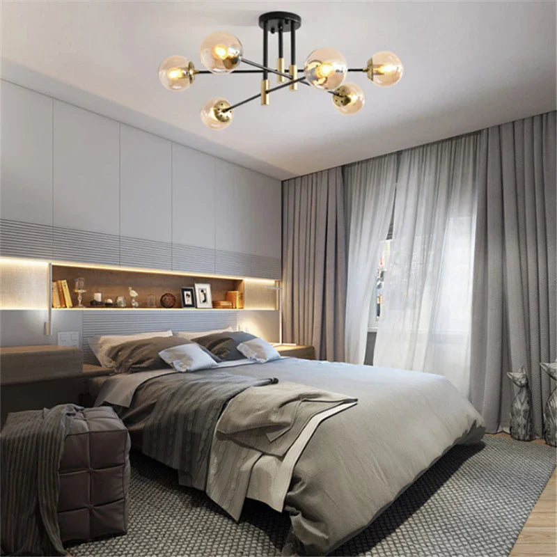 Glass Ball LED Chandelier Ceiling Light for Living Room and Kitchen
