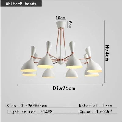 Afralia Nordic LED Multiple Head Chandelier - Black/White Iron Art - Living Room/Bedroom/Kitchen/Hotel