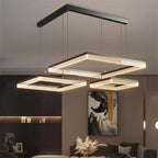 Nordic Black Square LED Chandelier: Dimmable Modern Lighting for Living Room, Bedroom