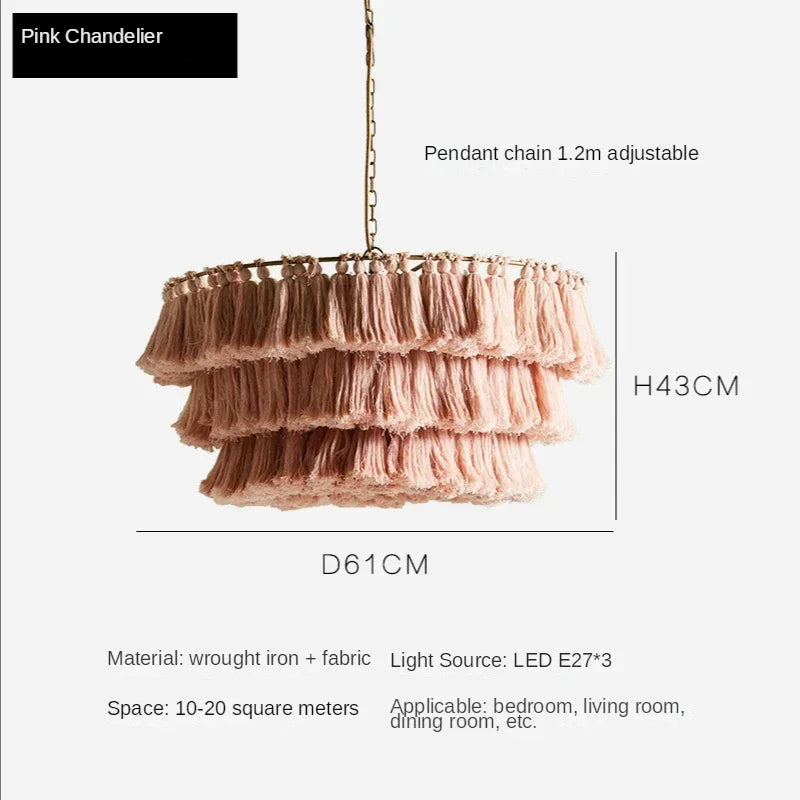 Bohemian Vintage Fela Tassel Handwoven Chandelier LED Home Decoration Light