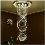 Modern Crystal Chandelier for Staircase, Luxury LED Lighting Fixture