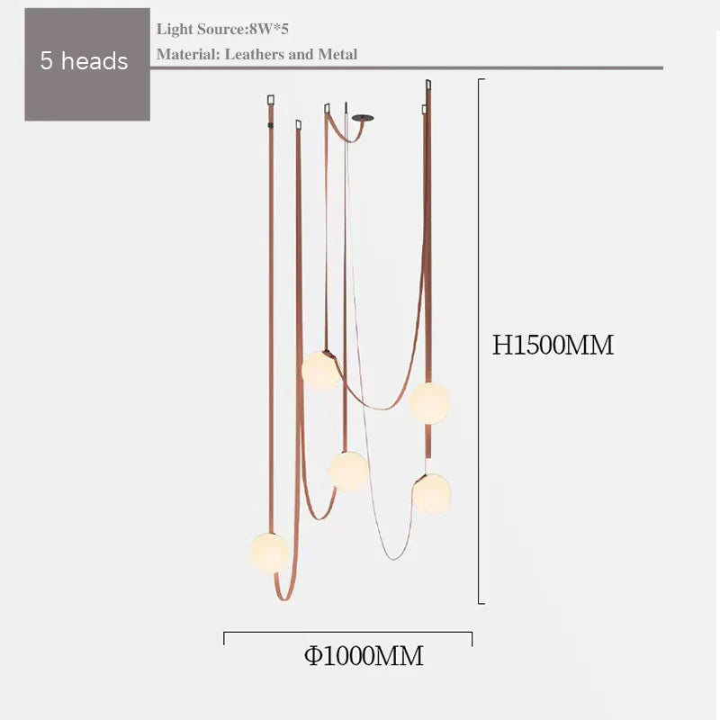 Modern Leather Staircase Villa Chandelier Glass Ball Dining Room Lighting