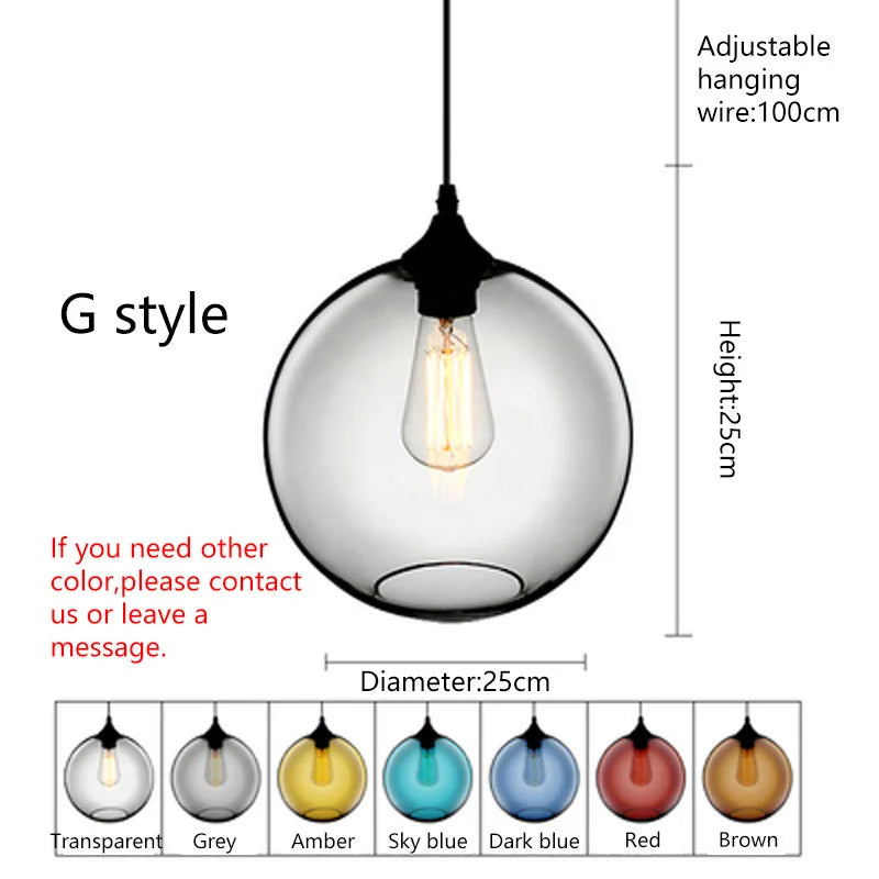 Glass Pendant Chandelier E27 Ceiling Light for Living Dining Kitchen Bedroom