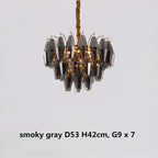 Modern Luxury Metal Amber Glass Pendant Lights Gray Chain Lighting Fixture
