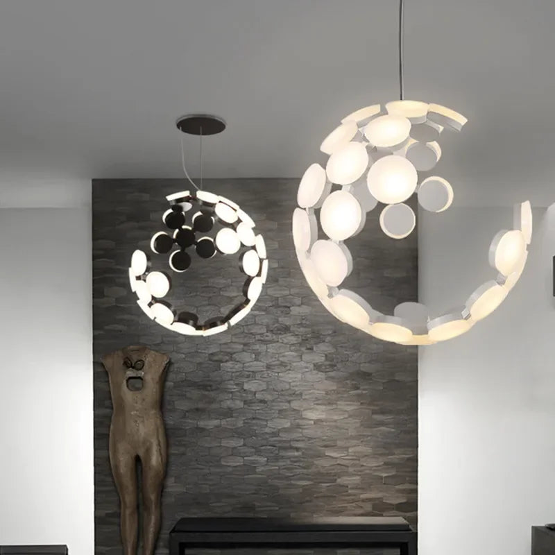 Nordic Sphere Moon Pendant Chandelier for Modern Decor & LED Lighting