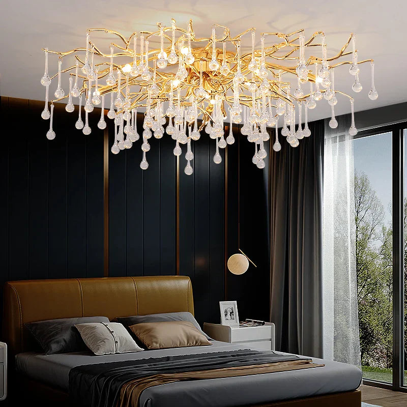 Elegant Gold Crystal Chandelier for Modern Luxury Living Spaces