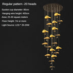 Modern Copper Lotus LED Chandelier for Duplex Living Room - Luxury Indoor Lighting Fixtures