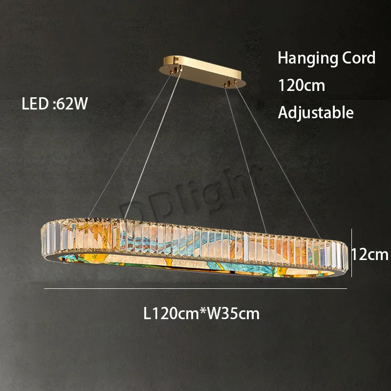 Luxury Crystal Glass Ceiling Light with LED Ring for Modern Villa Decor