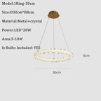 Nordic K9 Crystal Round LED Chandelier for Home, Hotel, & Office