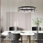 Glass Circle LED Pendant Light: Stratos Luxury Chandelier for Kitchen Island