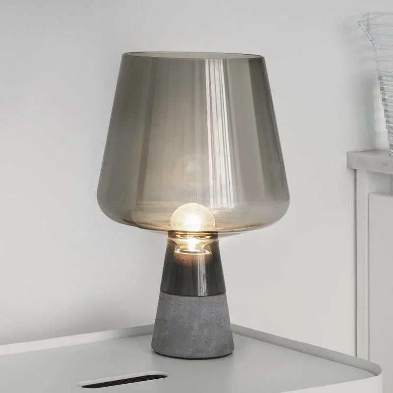 Nordic Concrete Table Lamp for Living Room Garden Bedroom Study Gray Glass Light