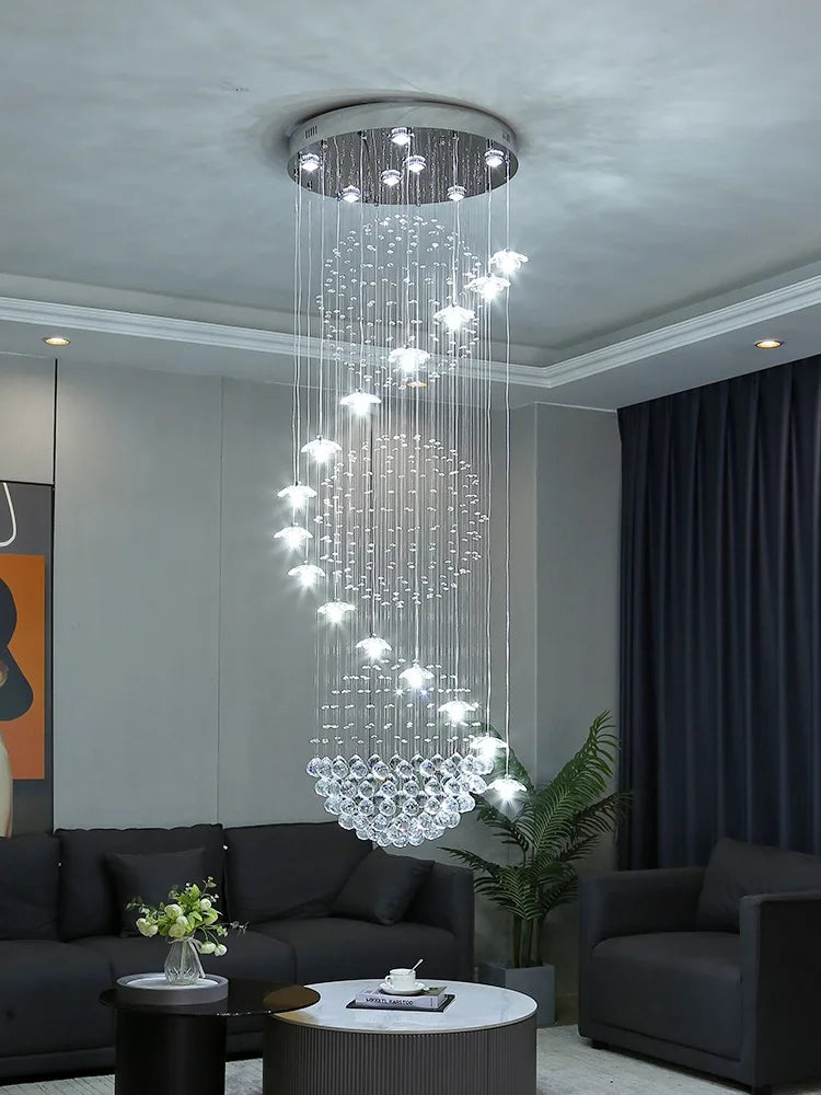 Spiral Long Chandelier: Modern Nordic Loft Staircase Pendant Lamp