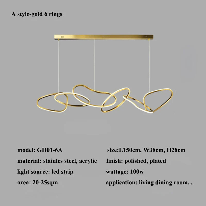 Chrome Stainless Steel LED Pendant Light - Modern Minimalist Dining Room Island Lamp