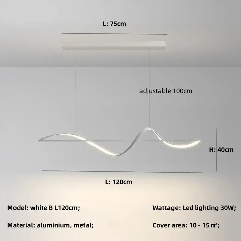 Minimalist Curve LED Pendant Light for Dining Room, Bar, Kitchen - Home Decor Fixtures