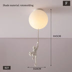 Nordic White Bear Kid Ceiling Lamp: Children's Room Decoration LED Pendant Light.