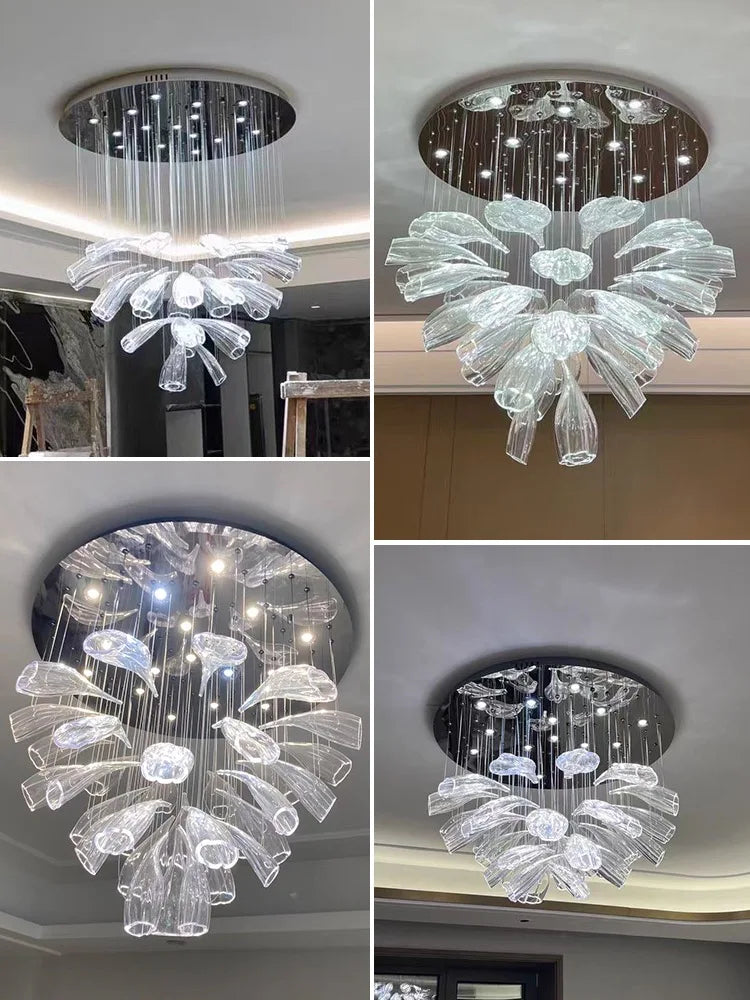 Petal Glass Pendant Lights: Modern Chandeliers for Living & Dining Rooms