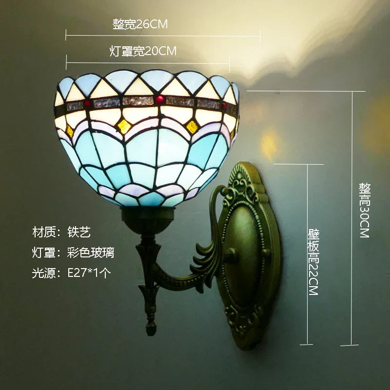 Stained Glass Mirror Wall Sconces for Home Lighting Decor