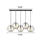 Geometric LED Chandelier: Modern Metal Frame Light for Dining Room or Bedroom