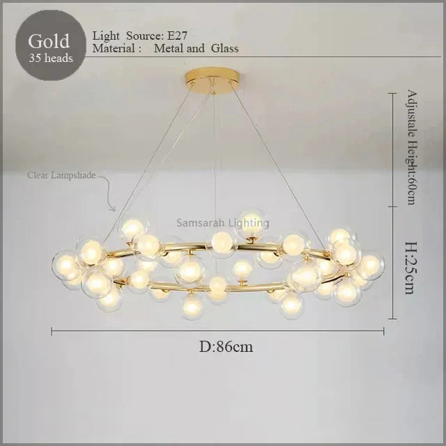 LED Glass Chandelier Pendant Lamp for Living Room Dining Room Lighting