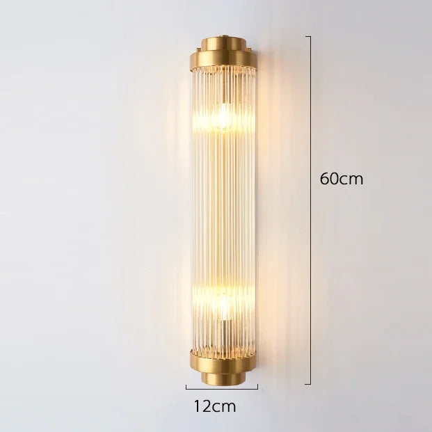 Luxury Crystal Glass Wall Sconce Light Fixture Gold for Bedroom Living Room
