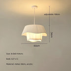Creamy Style E27 Chandelier Bedroom Pendant Lights: Minimalist White Fabric LED Lamps