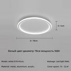 Modern Round Iron LED Ceiling Light for Bedroom, Foyer, and Study