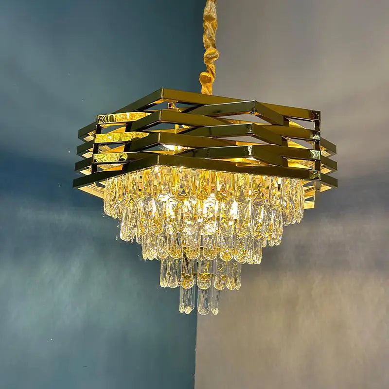 Stainless Steel Crystal Chandelier for Modern Living and Dining Spaces