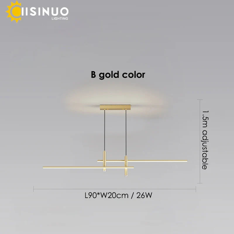 Adjustable LED Pendant Light in Black/Gold for Office Dining Living Room