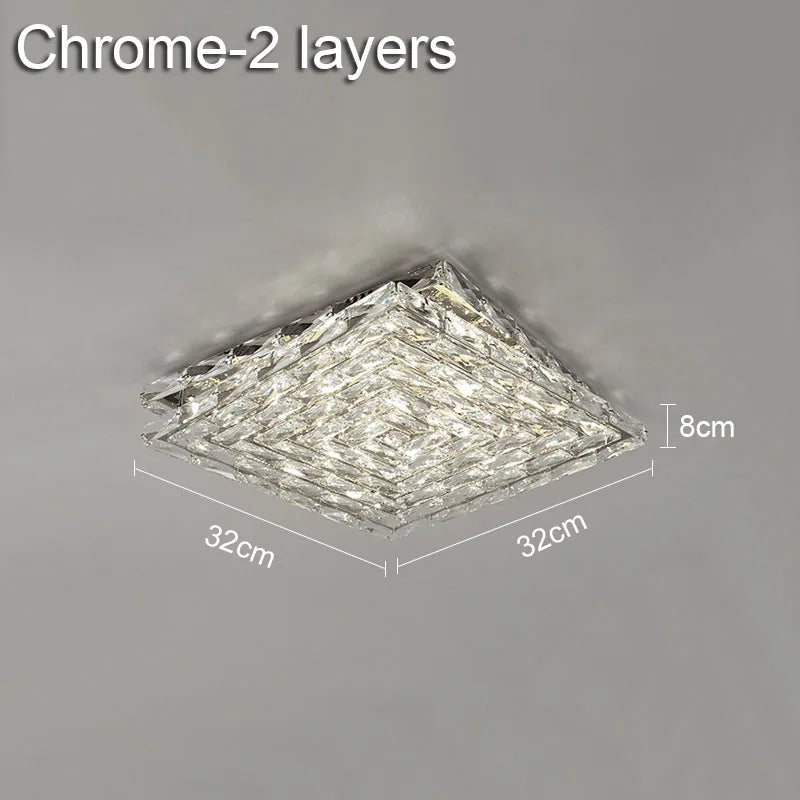Crystal Ceiling Lamp: Modern Minimalist Indoor LED Lighting for Living Room, Dining & Bedroom