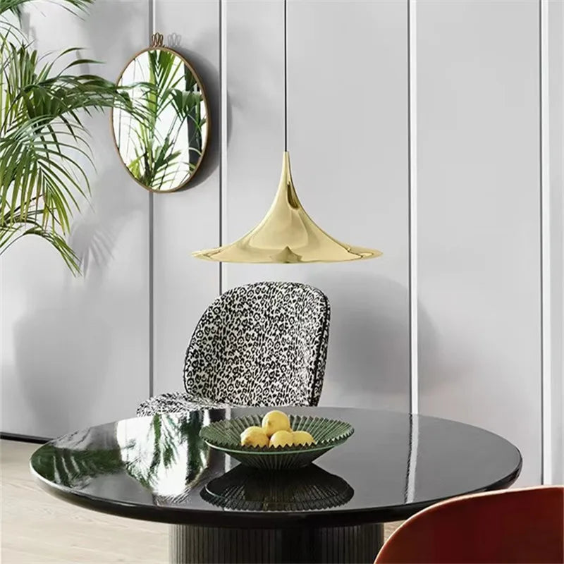 Scandi Horn Pendant Lamp - Minimalist Danish Design - Metal Dining Hanging Light