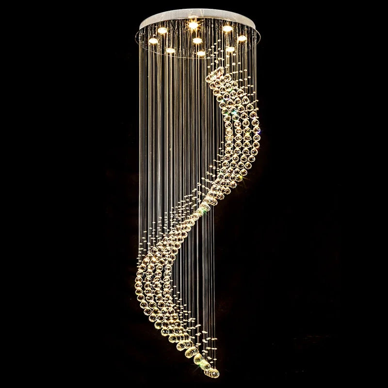 Crystal Spiral Modern LED Chandelier for Dining Room, Foyer, Staircase