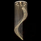 Spiral Ladder Crystal Chandelier with LED for Foyer, Dining, Restaurant, and Stair Lighting