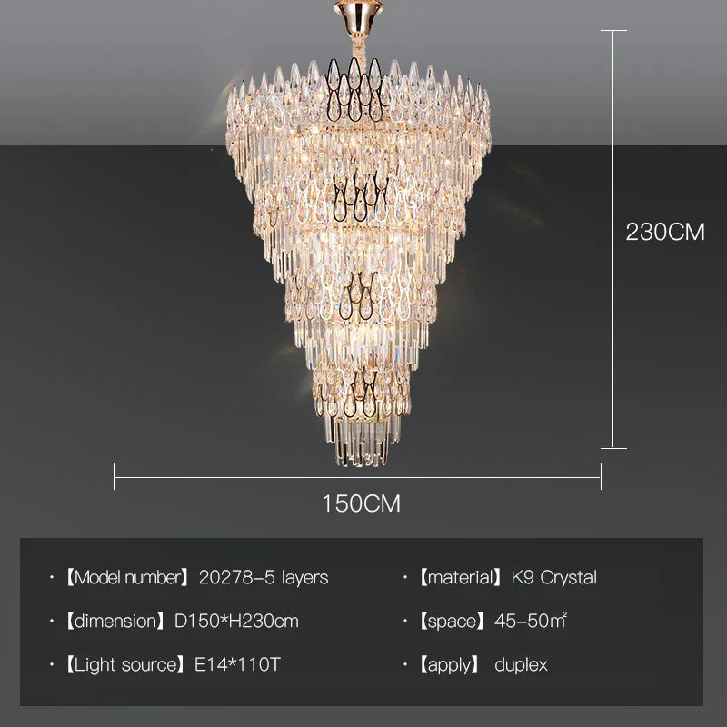 Crystal Chandelier Duplex Spiral Staircase Post-modern Luxury Light