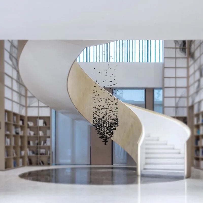 Stone Crystal LED Chandelier: Modern Large Luxury Lighting Fixture for Home Staircase, Living Room, Hallway