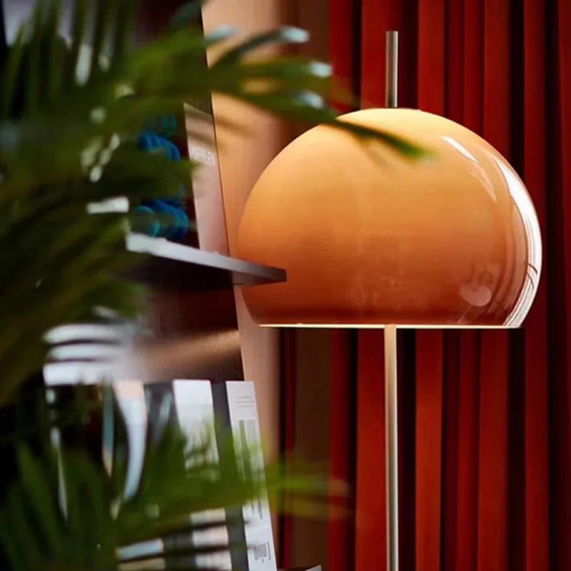 Retro Glass Gradient Orange Mushroom LED Floor Lamp for Living Room & Bedroom