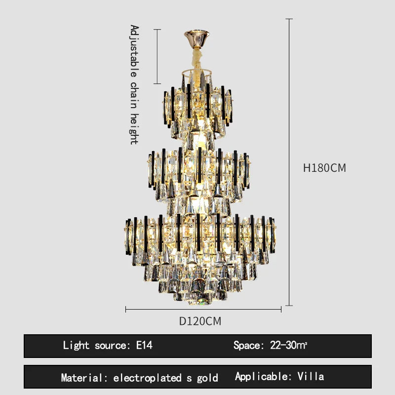 Crystal Hollow Villa Chandelier: Modern Luxury Pendant Light for Living Room and Hotel Lobby