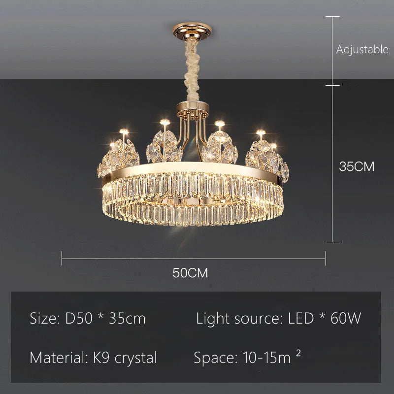 Luxe Crystal Ceiling Chandelier - Elegant Home Decor Hanging Light for Living Room