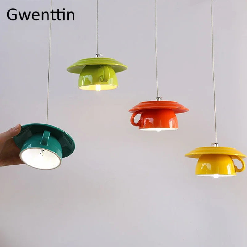 Ceramic Cup Pendant Lights Ceiling Chandeliers Modern Hanging Lamp