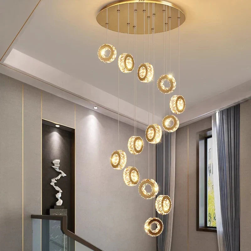 Crystal Chandelier Stair Pendant Lamp Living Room Pendant Lights Interior Lighting