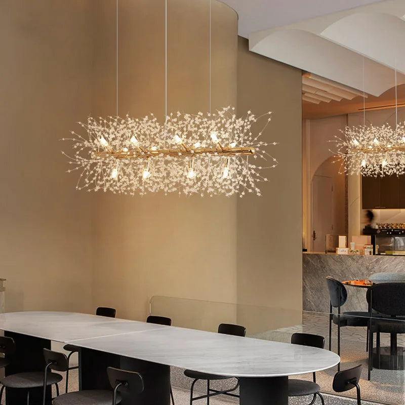Dandelion Art Crystal Chandelier: Nordic Modern Luxury for Living Room & Restaurant