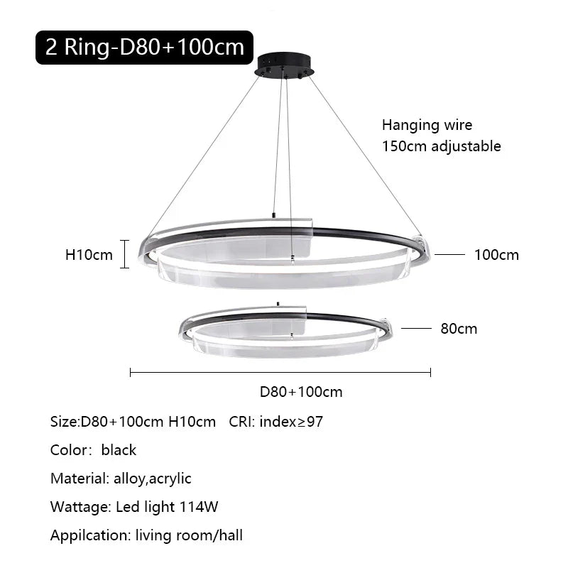 Nordic Minimalism Ring LED Chandelier Acrylic Circle Pendant Light Fixture