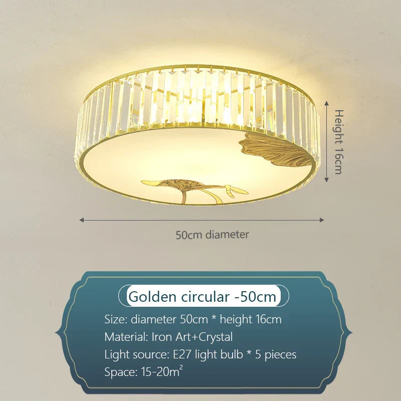 Crystal Chinese Style Ceiling Light for Living Room and Bedroom