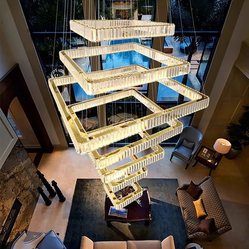 Crystal Chandelier Stair Pendant Lamp Living Room Pendant Lights Interior Lighting