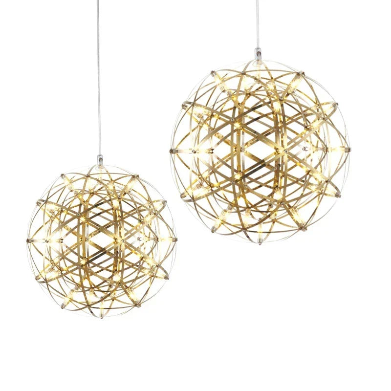 LED Spark Ball Chandelier Fireworks Pendant Light - Modern Luxury Stainless Steel