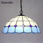 Tiffany Square Pendant Light, Stained Glass Hanging Lamp for Home Decor