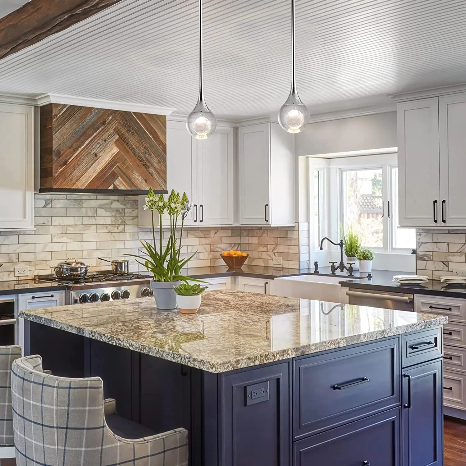 Modern Glass Ball Crystal LED Pendant Lighting for Kitchen Bedroom Home Decor